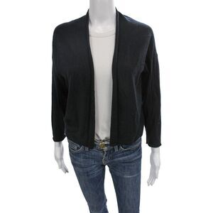 Autumn Cashmere Unisex Black 100% Cashmere Cardigan Long Sleeve Size L